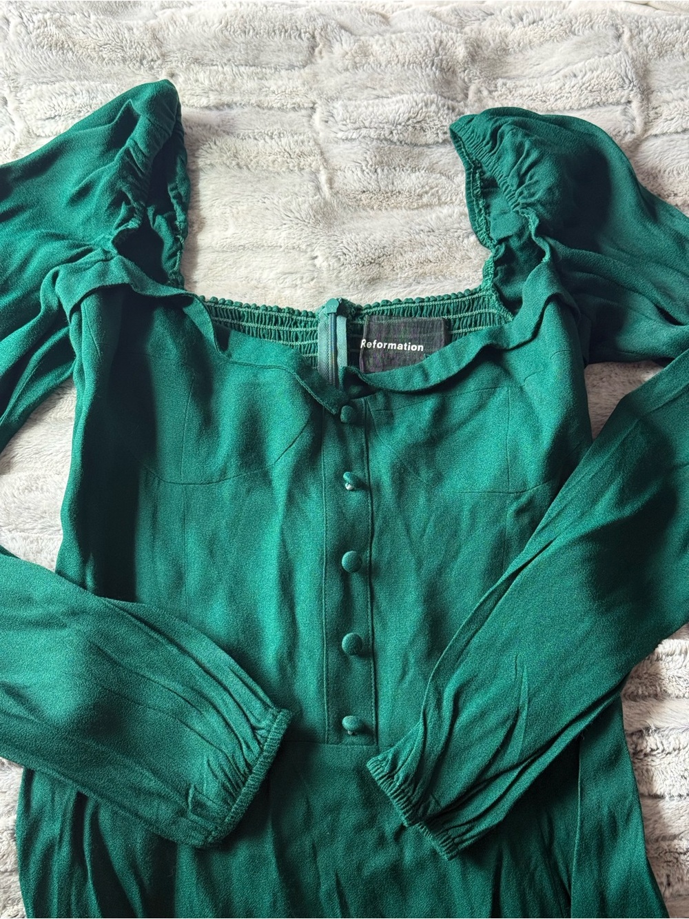 Reformation Dark Emerald Green Mini Dress